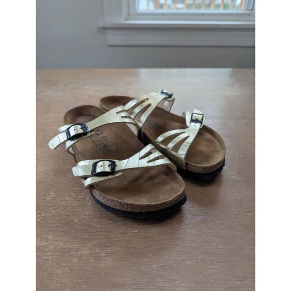 Birki's by Birkenstock Moorea Double Strap Sandal Champagne Gold 36 Narrow EUC - Picture 1 of 7